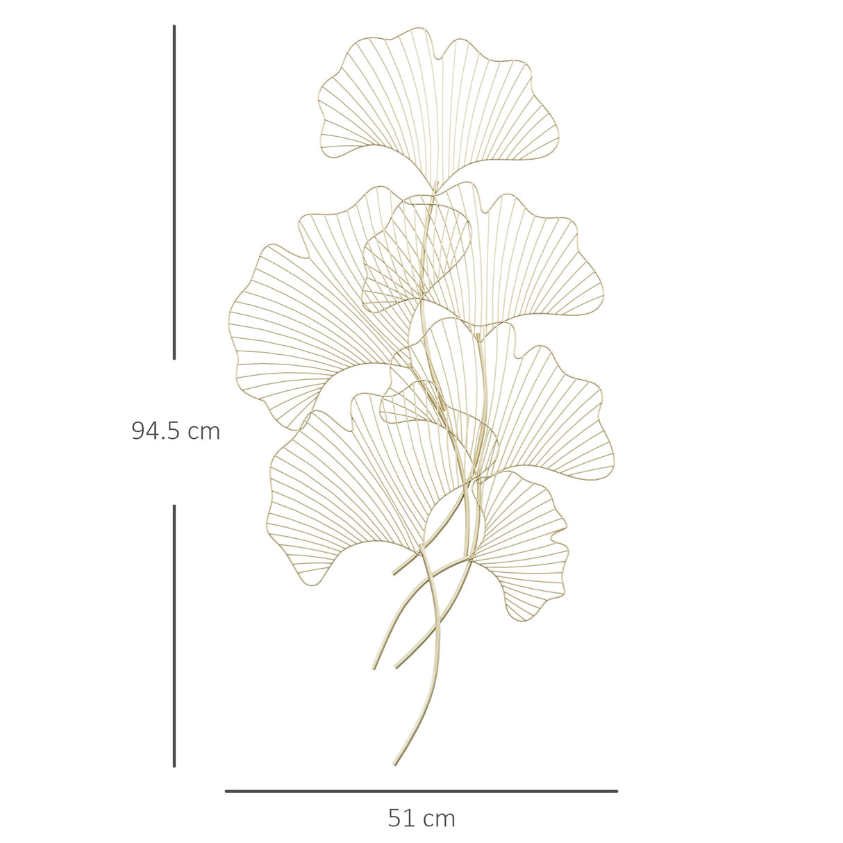 easycomfort easycomfort decorazione murale 3d in metallo wall art dorata a forma di foglia di ginkgo 51 x 94 5cm