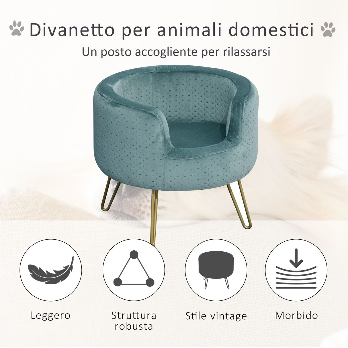 easycomfort easycomfort divanetto cuccia di design per gatti o cani in metallo oro e velluto verde petrolio ean 8054111844970