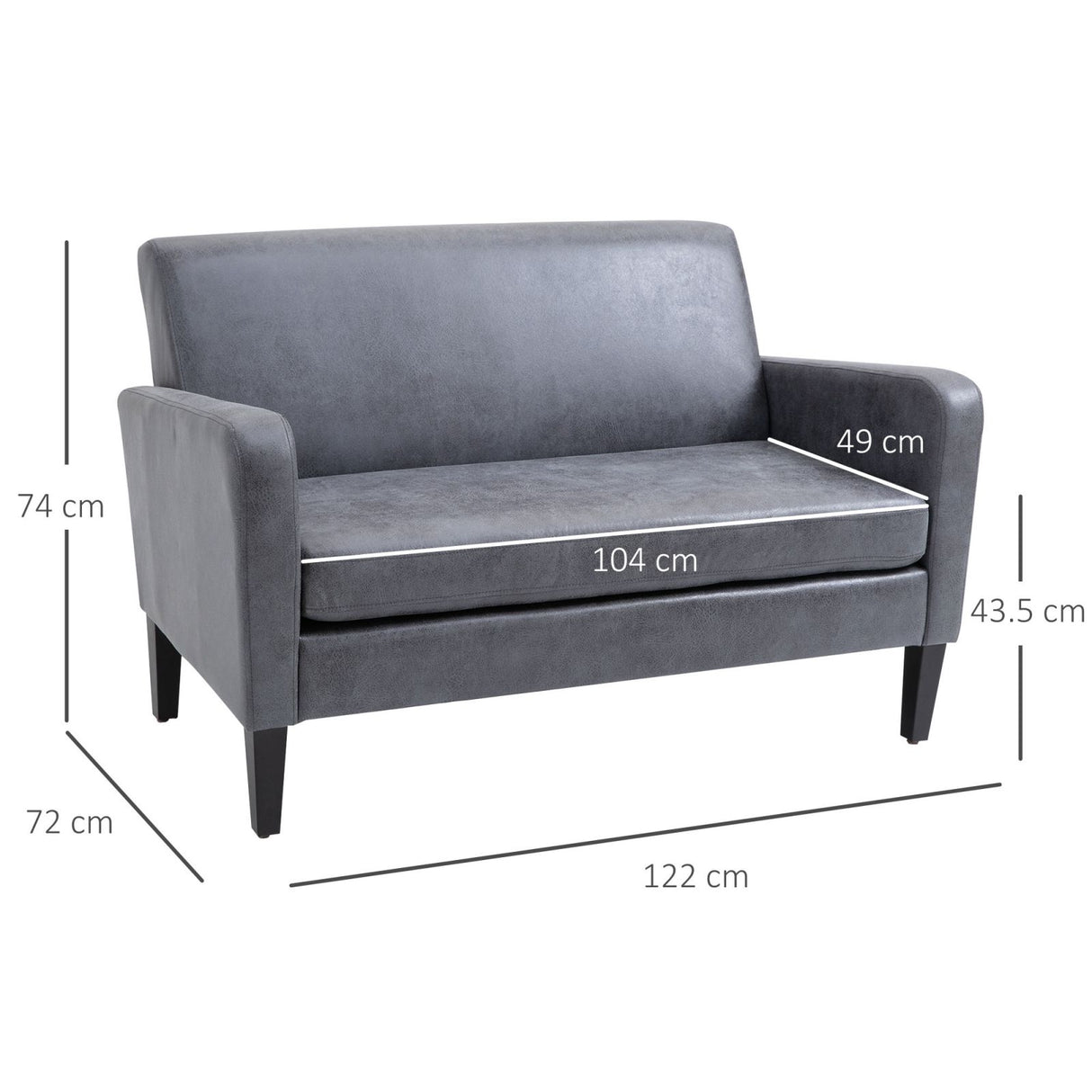 easycomfort easycomfort divano 2 posti con rivestimento in tessuto grigio 122x72x74cm ean 8055776916156