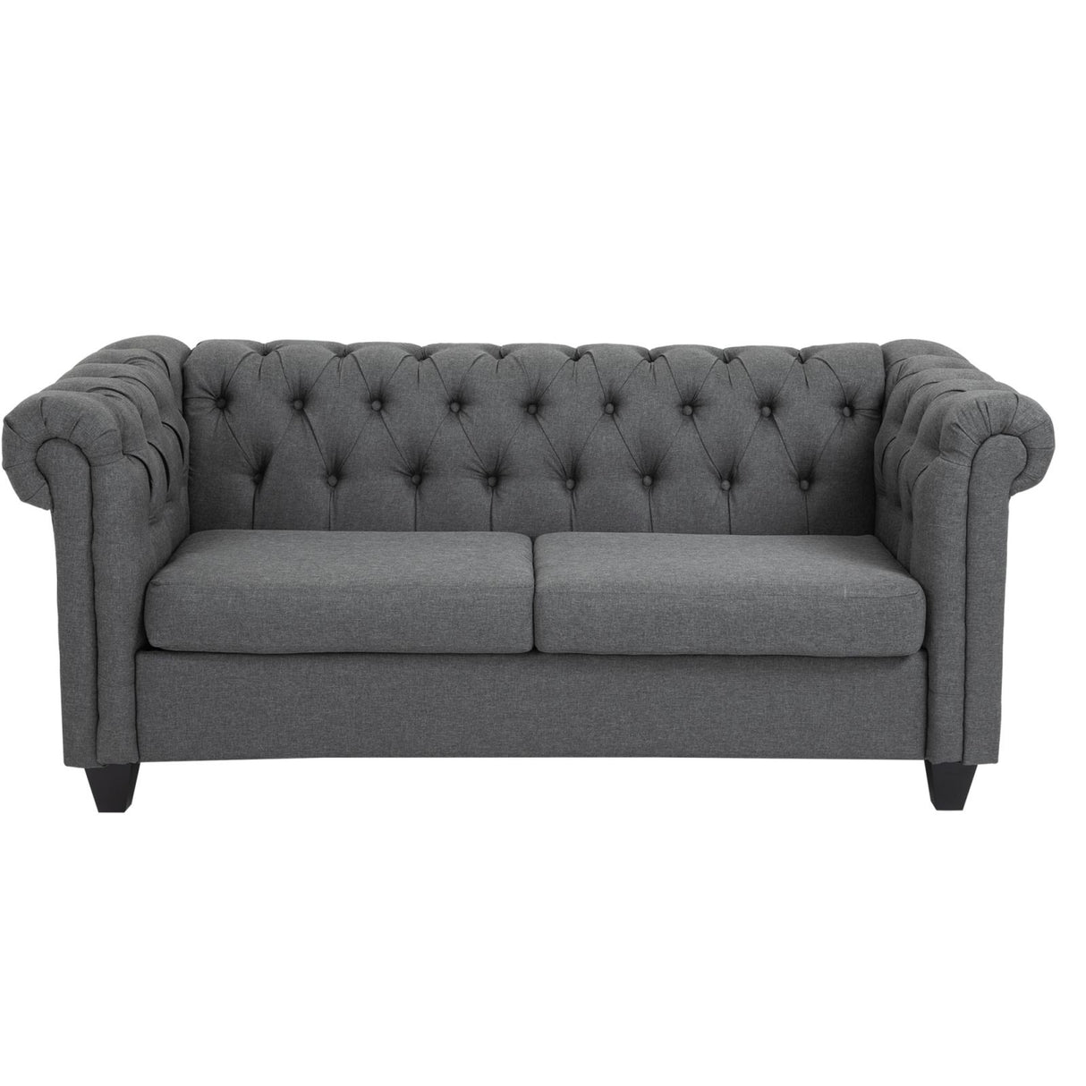 easycomfort easycomfort divano chesterfield 2 posti con rivestimento in tessuto grigio