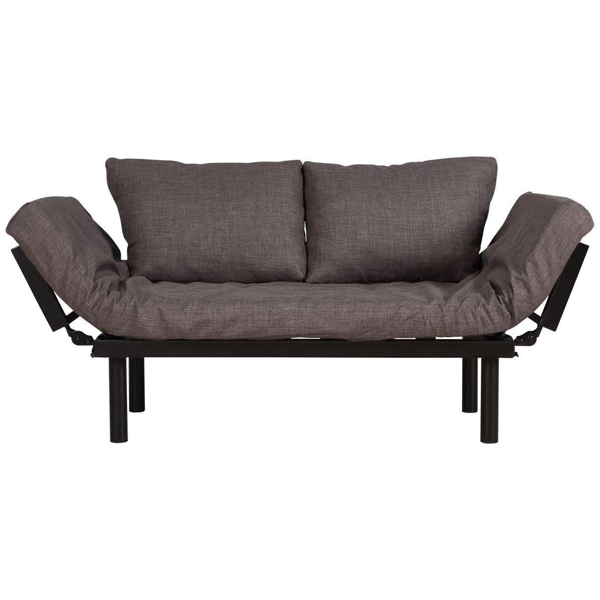 easycomfort easycomfort divano letto chaise longue regolabile 5 posizioni in acciaio nero e rivestimenti in lino grigio ean 8055776911618