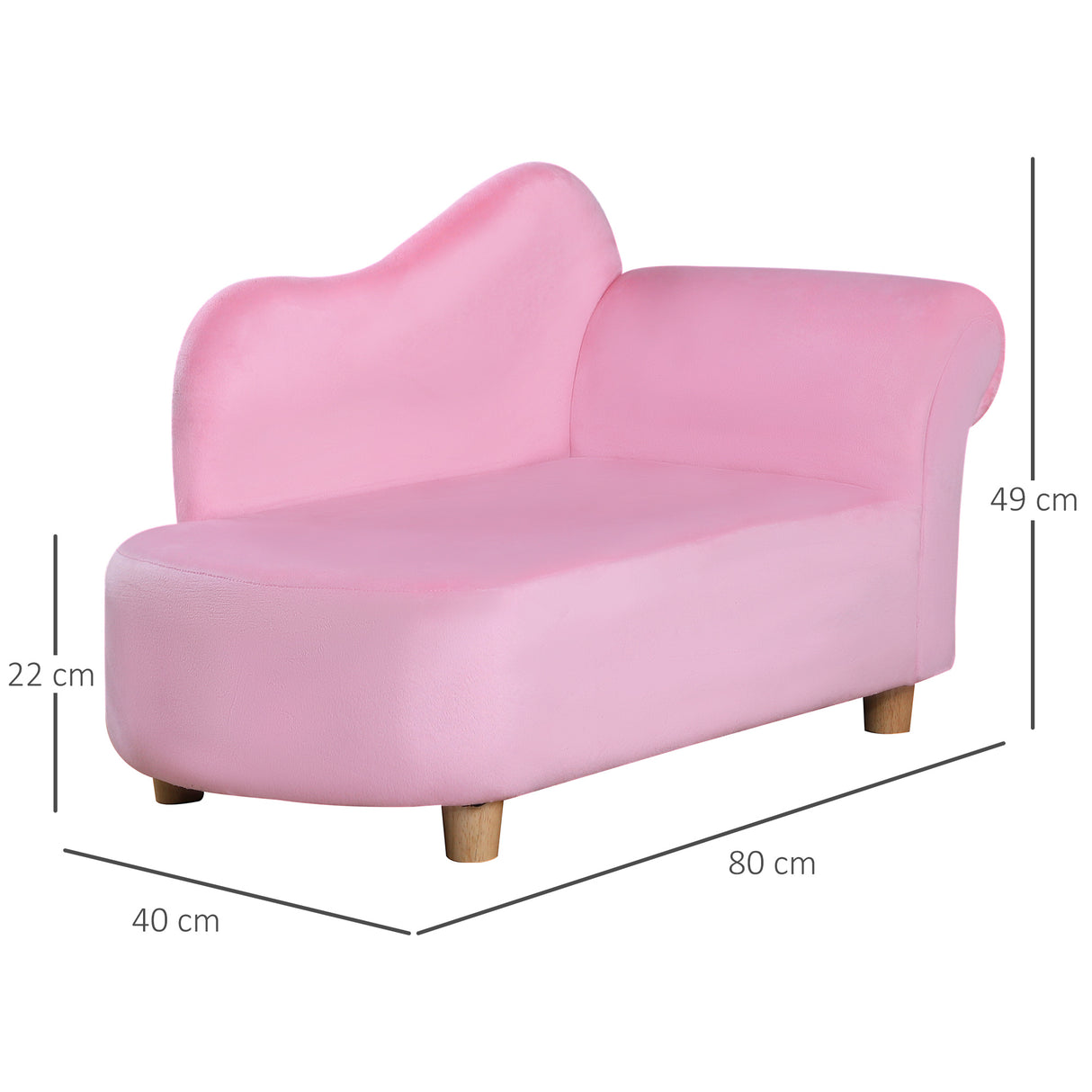 easycomfort easycomfort divano per bambini imbottito con rivestimento morbido e piedini in legno 80x40x49cm rosa