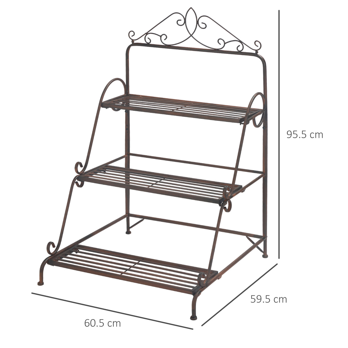 easycomfort easycomfort fioriera da esterni a 3 livelli salvaspazio struttura in metallo 60 5x59 5x95 5cm marrone