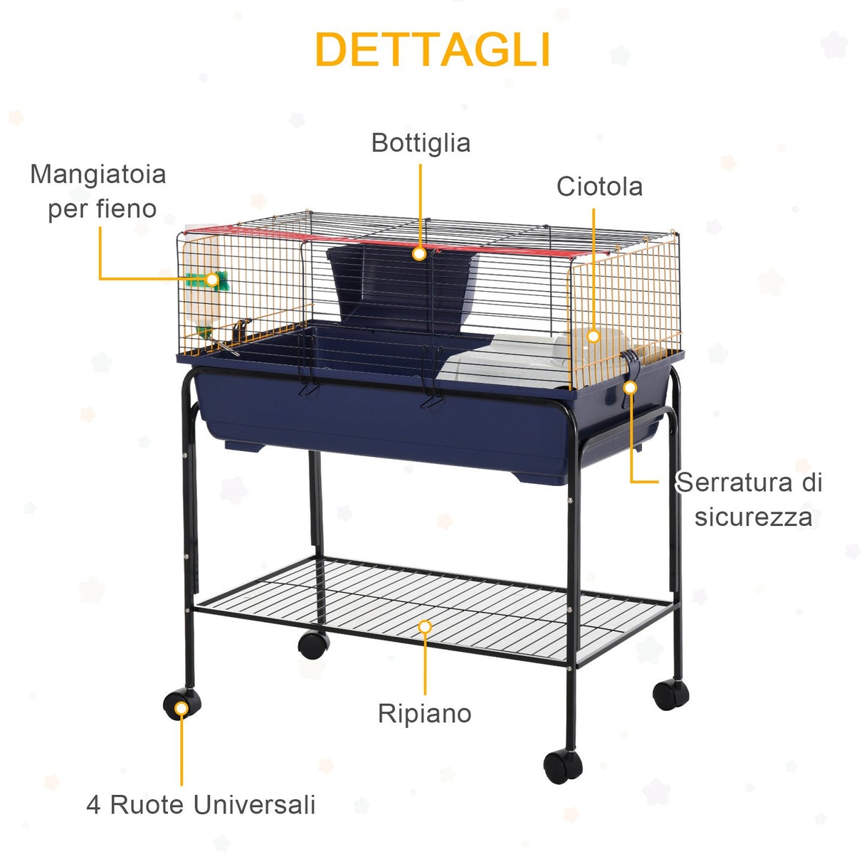 easycomfort easycomfort gabbia per conigli e porcellini dindia rialzata con ruote e accessori ean 8055776911366
