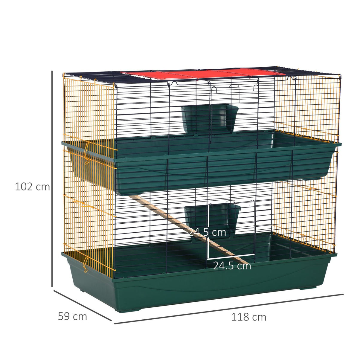 easycomfort easycomfort gabbia per conigli nani e piccoli roditori a 2 livelli con rampa 3 porte e 2 mangiatoie ean 8055776912042