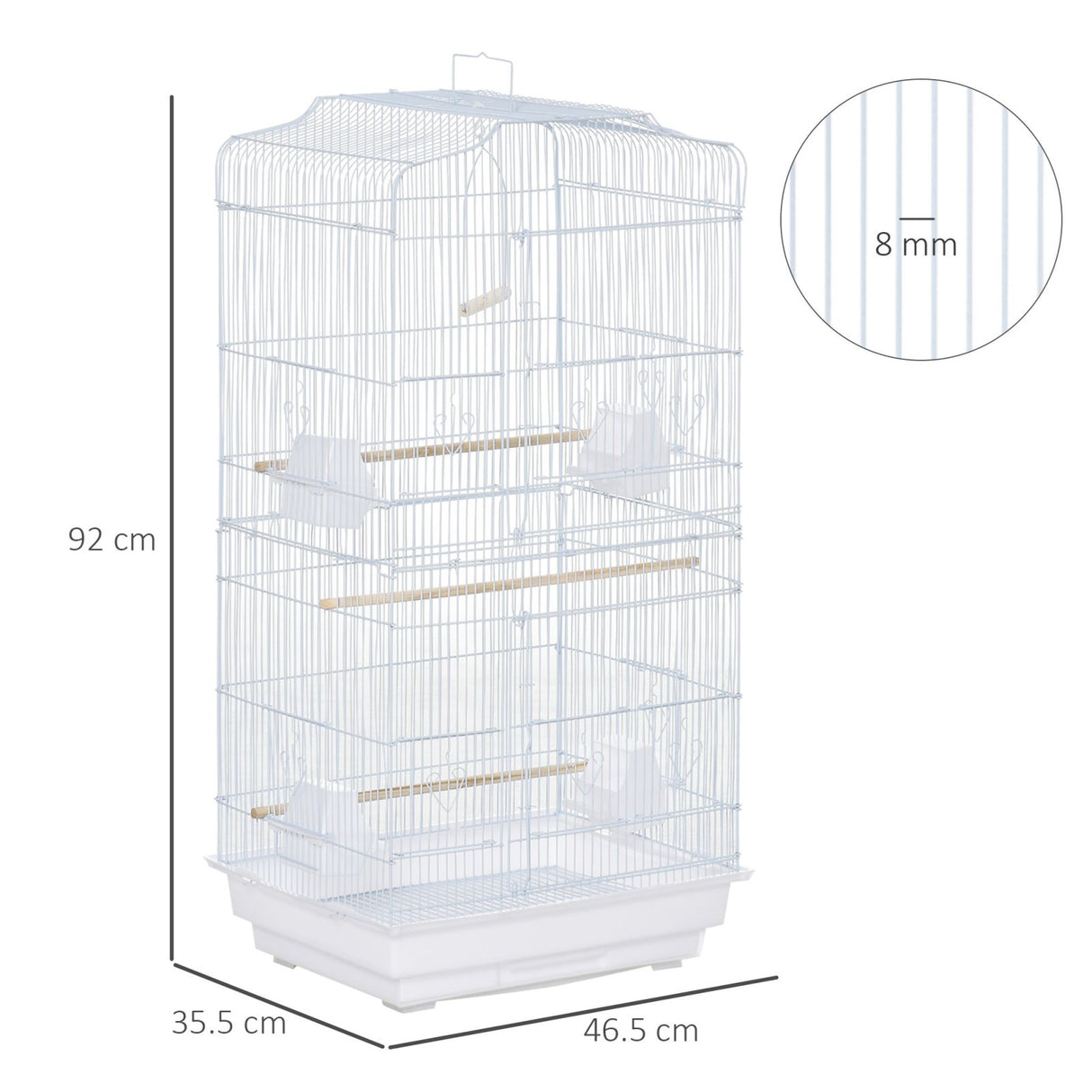 easycomfort easycomfort gabbia per uccelli con trespoli altalena e ciotole voliera in metallo e plastica 46 5x35 5x92cm bianco