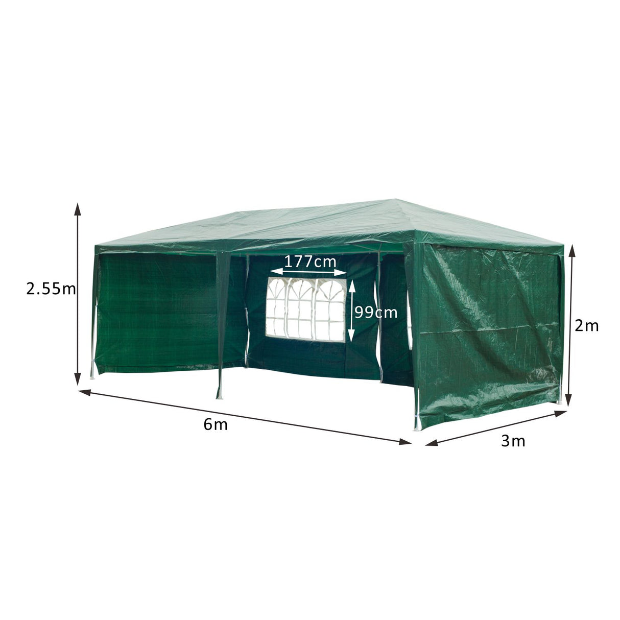 easycomfort easycomfort gazebo da esterno impermeabile in acciaio e pe con pannelli rimovibili verde 3x6m ean 8055776912882