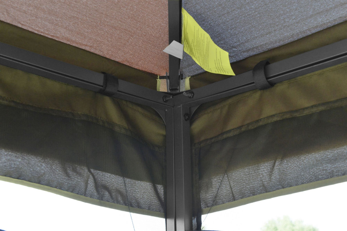 easycomfort easycomfort gazebo da giardino 3x3m con zanzariera e tetto a 2 livelli mensole laterali e ganci caffe ean 8055776915548