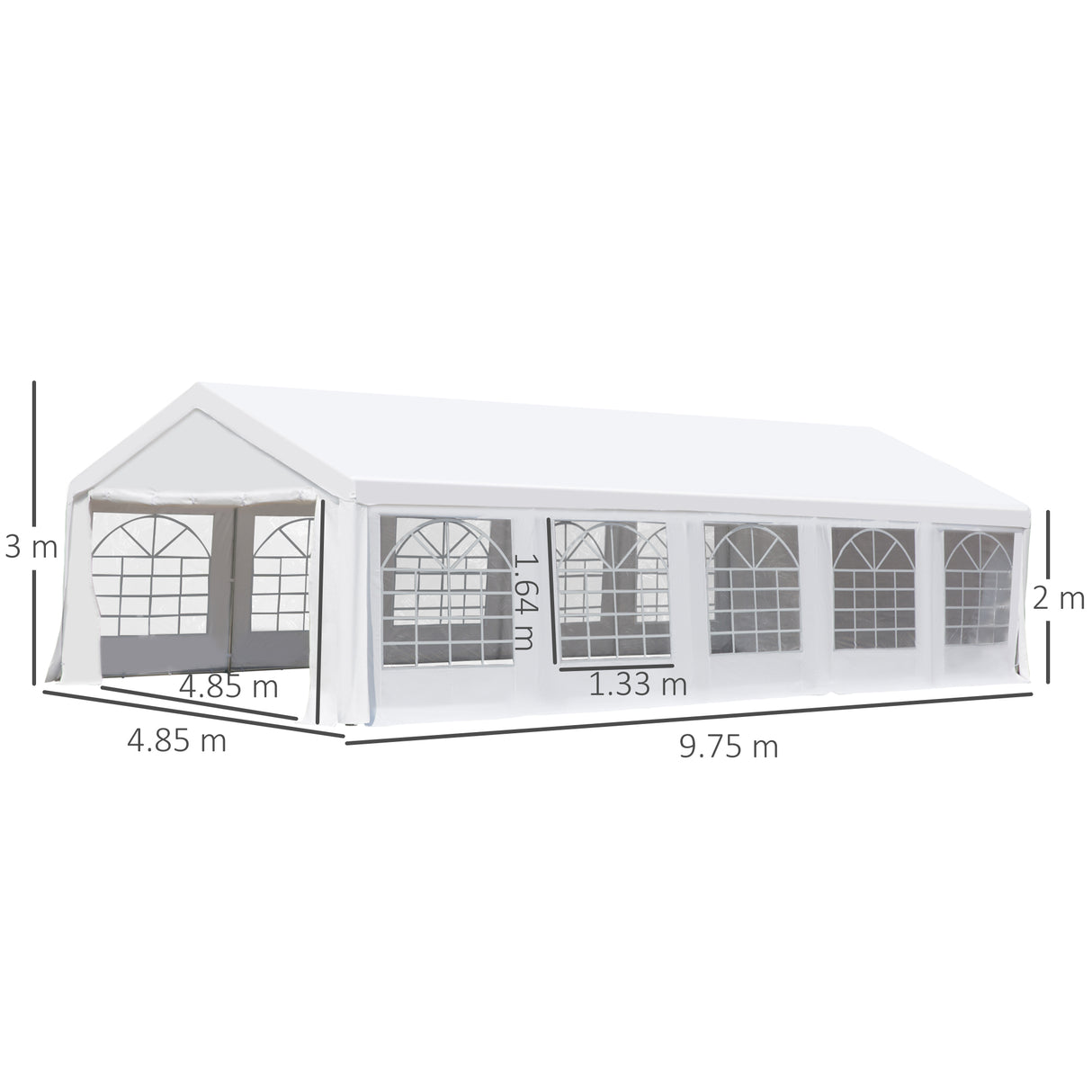 easycomfort easycomfort gazebo da giardino 9 75x4 85m con pareti rimovibili e finestre acciaio e poliestere