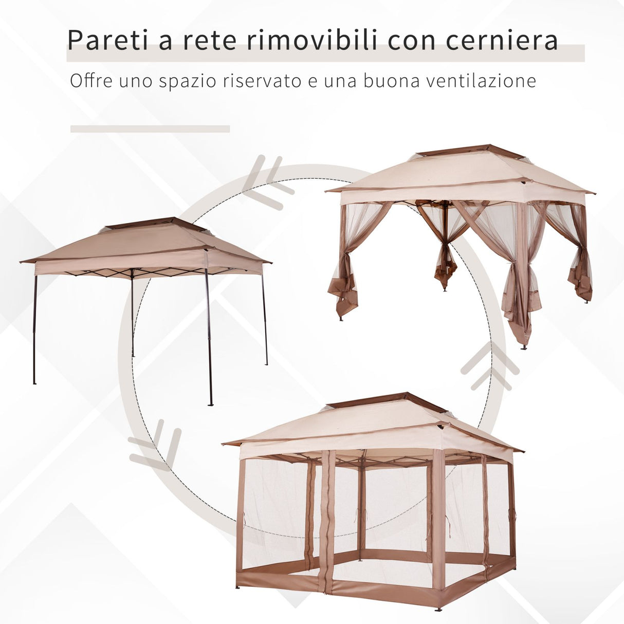 easycomfort easycomfort gazebo doppio tetto impermeabile con zanzariere marrone 3 25x3 25m ean 8055776912325