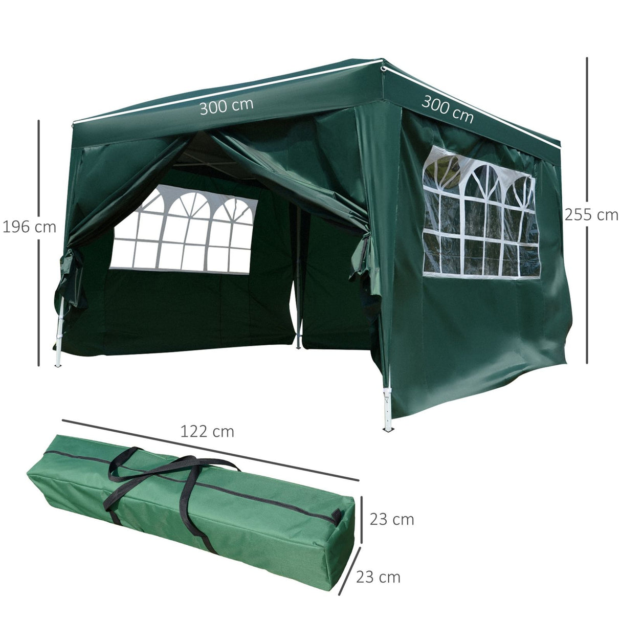 easycomfort easycomfort gazebo impermeabile con pannelli laterali pieghevole 3x3m verde ean 8054144134048