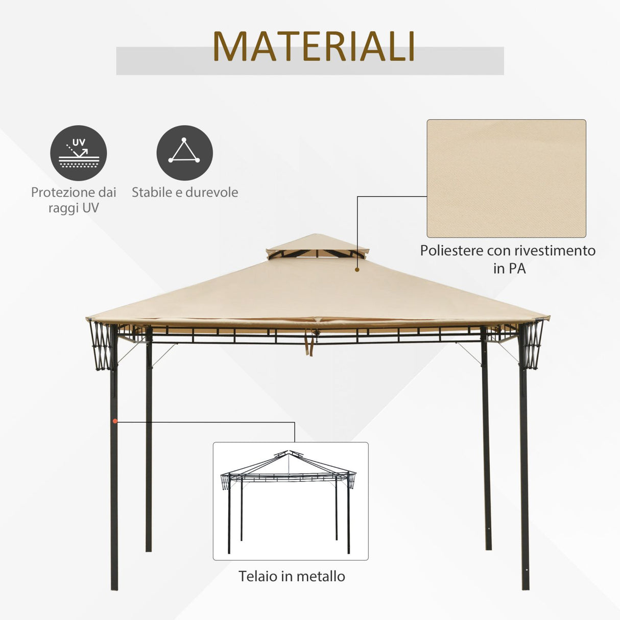 easycomfort easycomfort gazebo pergola da esterno con doppio tettuccio e telo estraibile ean 8055776915012