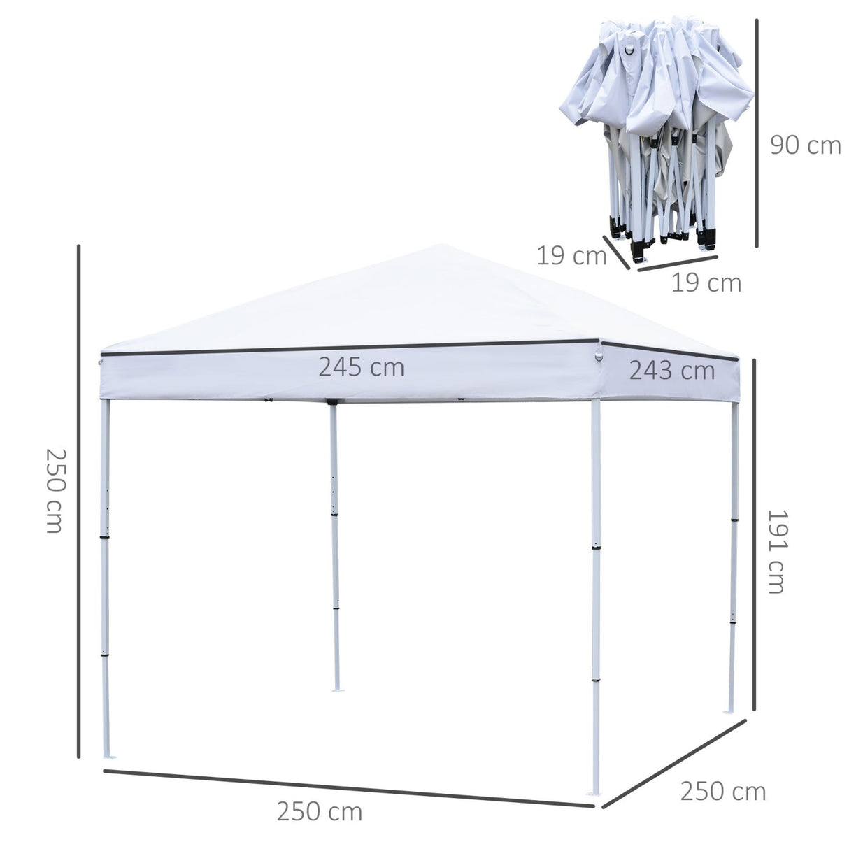easycomfort easycomfort gazebo pieghevole rivestimento in oxford con corde e picchetti bianco 2 5 x 2 5 m ean 8054144137735
