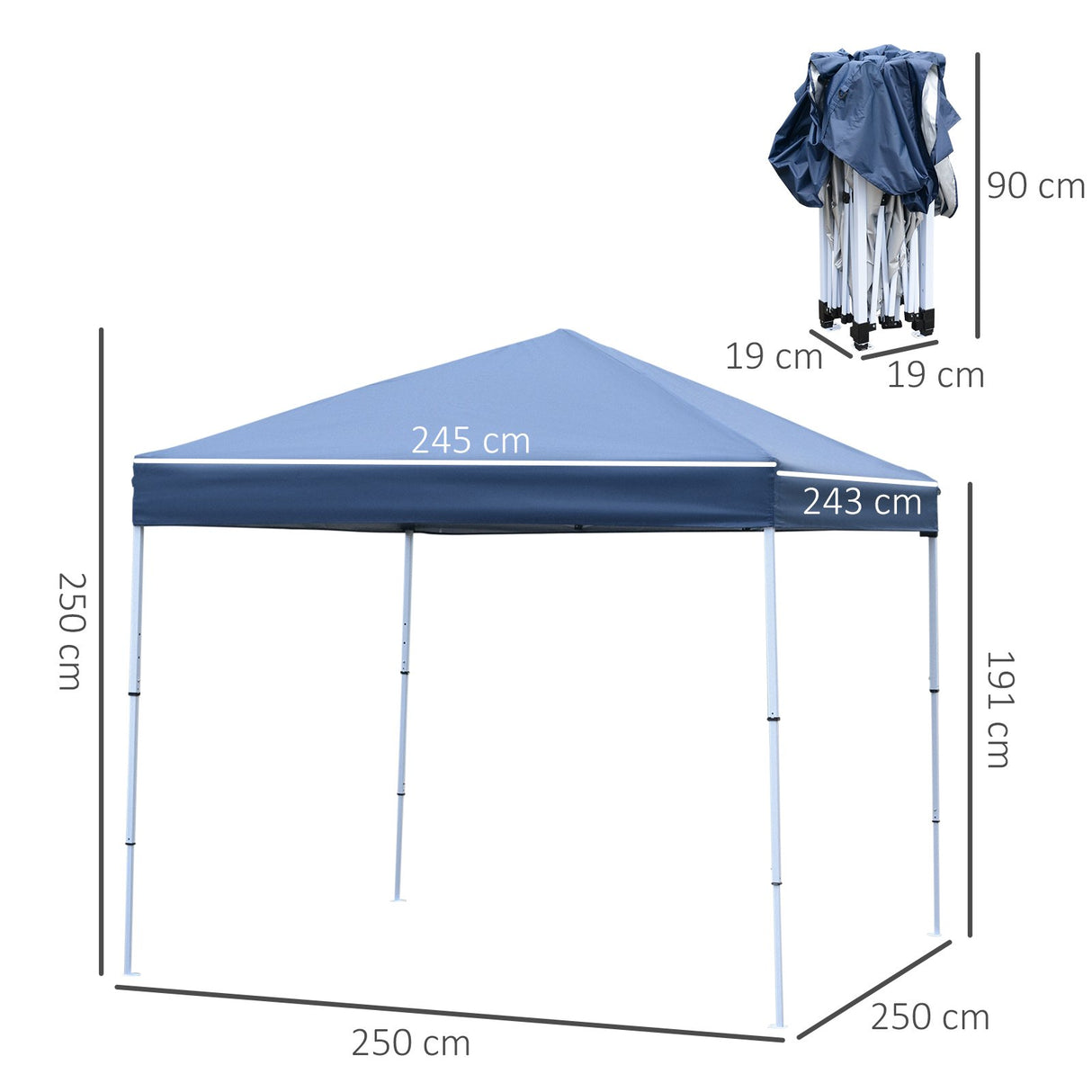 easycomfort easycomfort gazebo pieghevole rivestimento in oxford con corde e picchetti blu 2 5 x 2 5 m ean 8054144136479