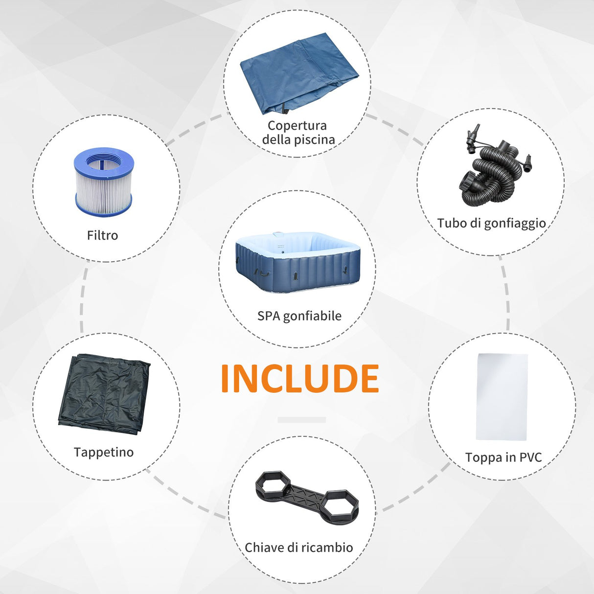 easycomfort easycomfort idromassaggio gonfiabile con telo 100 getti e riscaldamento 42c per 2 4 persone 185x185x65cm bianco e blu ean 8055776916477