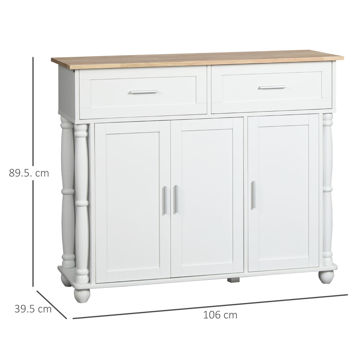 easycomfort easycomfort isola per cucina con 2 cassetti 2 armadietti e ripiani interni regolabili in 3 posizioni 106x39 5x89 5 cm bianco