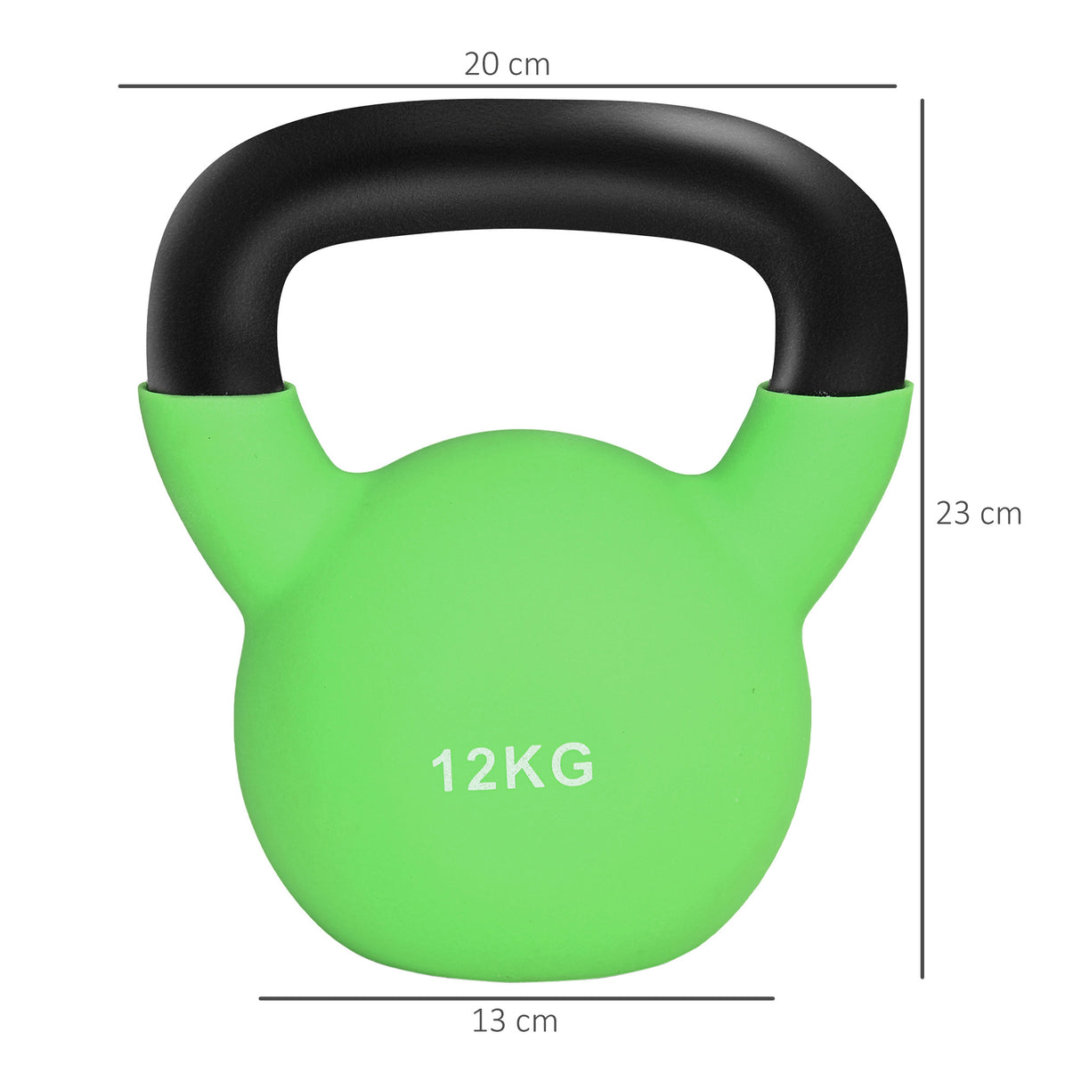easycomfort easycomfort kettlebell 12 kg per allenamento spalle e bicipiti in metallo e gomma 20x13x23 cm verde