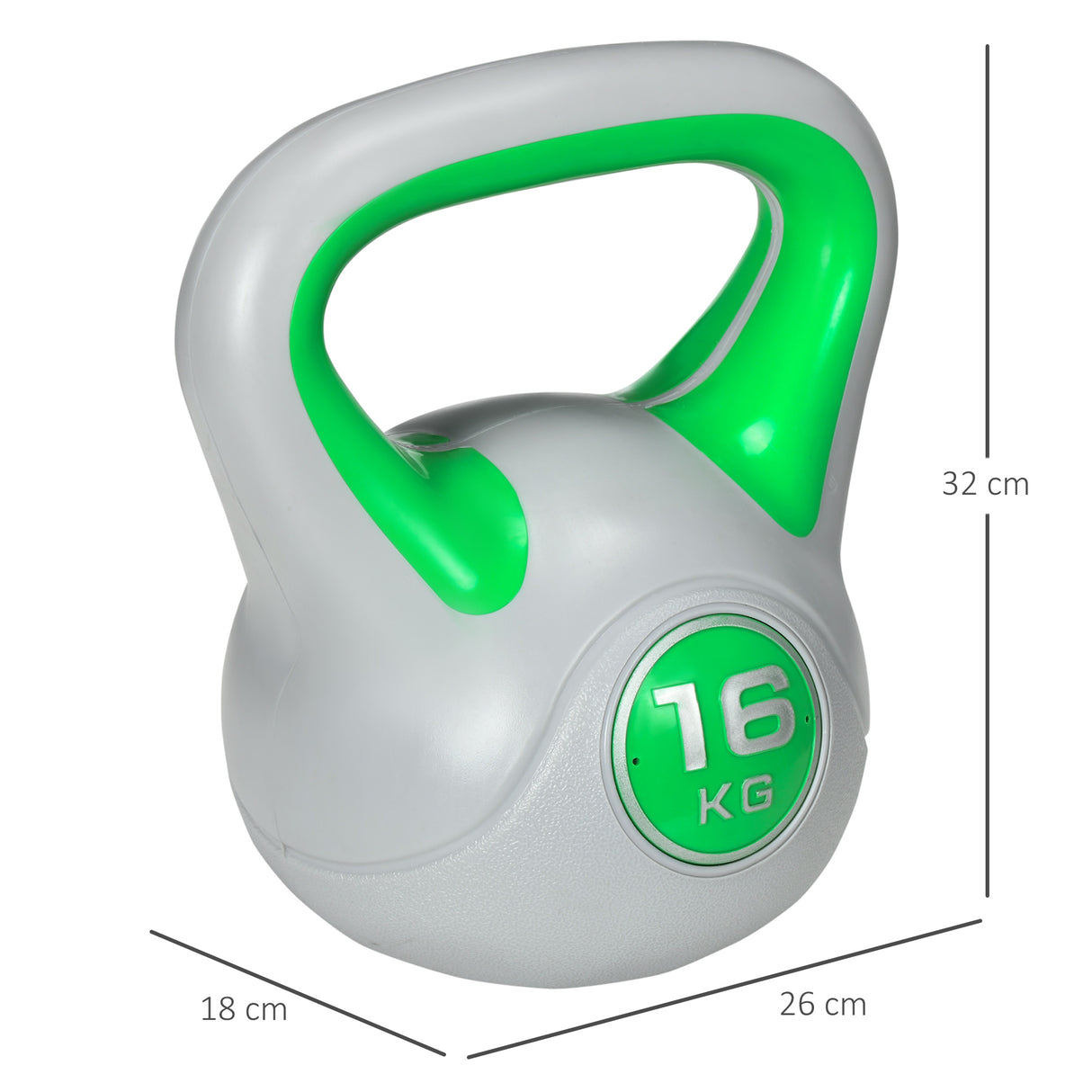 easycomfort easycomfort kettlebell 16kg in pu e sabbia con base piatta e impugnatura per stacchi squat e sollevamenti 26x18x32 cm verde
