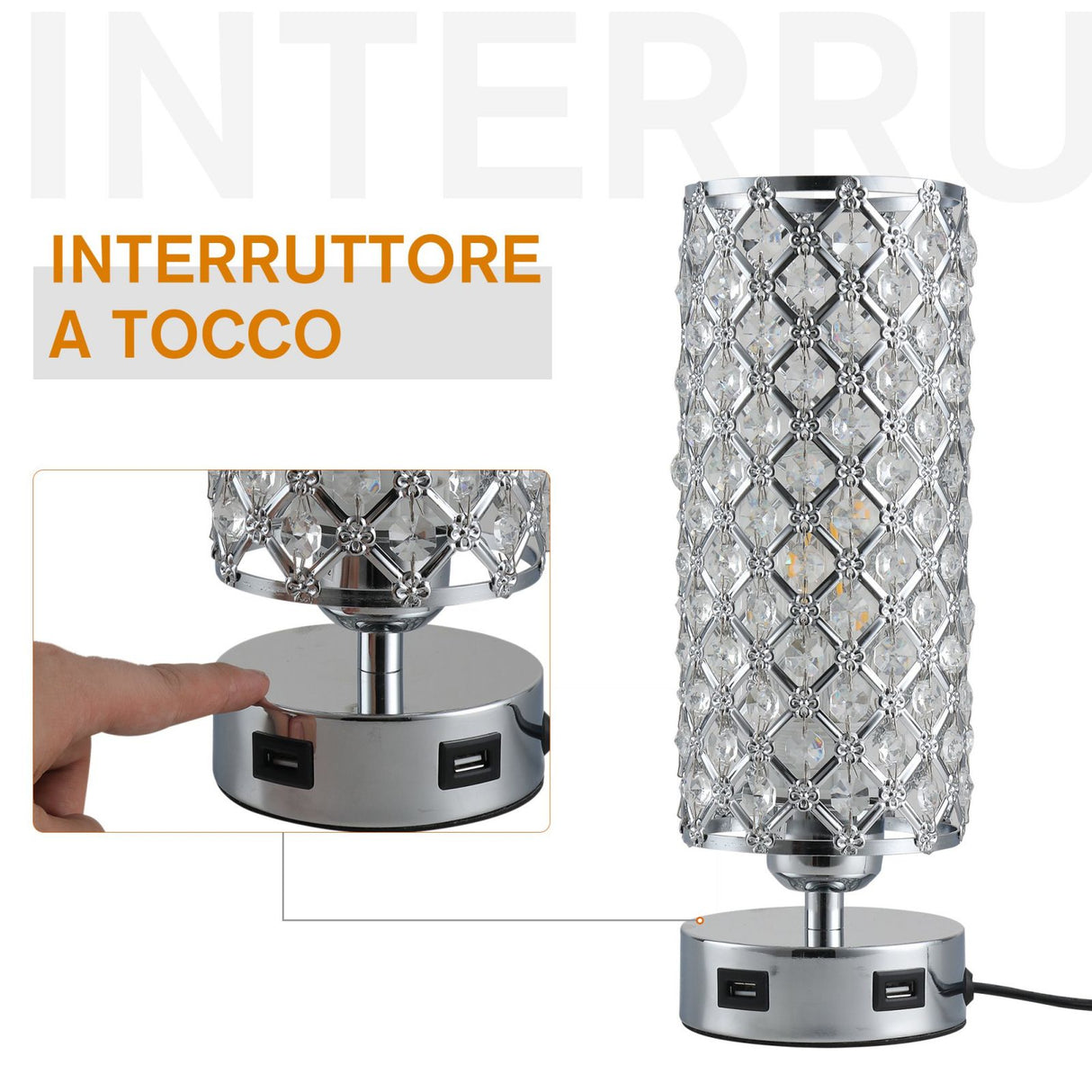 easycomfort easycomfort lampada da tavolo con paralume in cristallo 2 porte usb ean 8054111845878