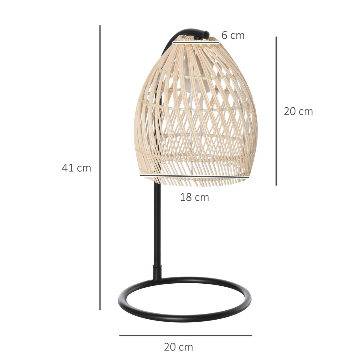 easycomfort easycomfort lampada da tavolo in rattan attacco e27 potenza max 40w 20x41cm beige