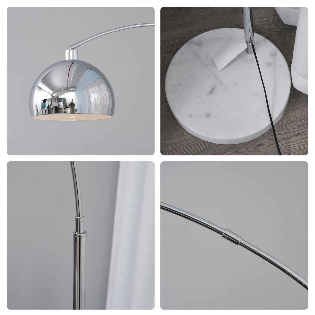 easycomfort easycomfort lampada da terra ad arco con paralume regolabile in acciaio con base rotonda in marmo ean 8055776914190