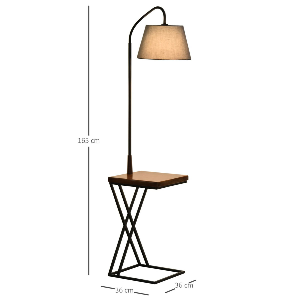 easycomfort easycomfort lampada da terra con ripiano in acciaio e legno ean 8055776914121