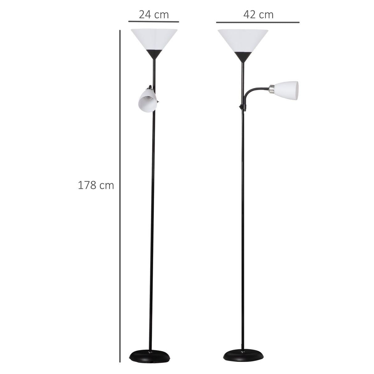 easycomfort easycomfort lampada da terra moderna con luce da lettura regolabile in metallo 42x24x178cm nero