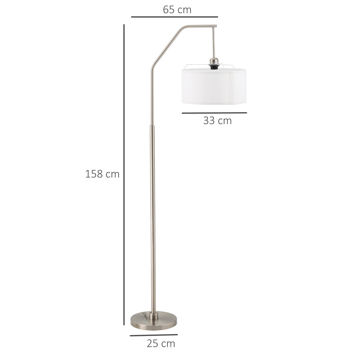 easycomfort easycomfort lampada da terra moderna in acciaio con paralume in tessuto bianco 61x33x160cm