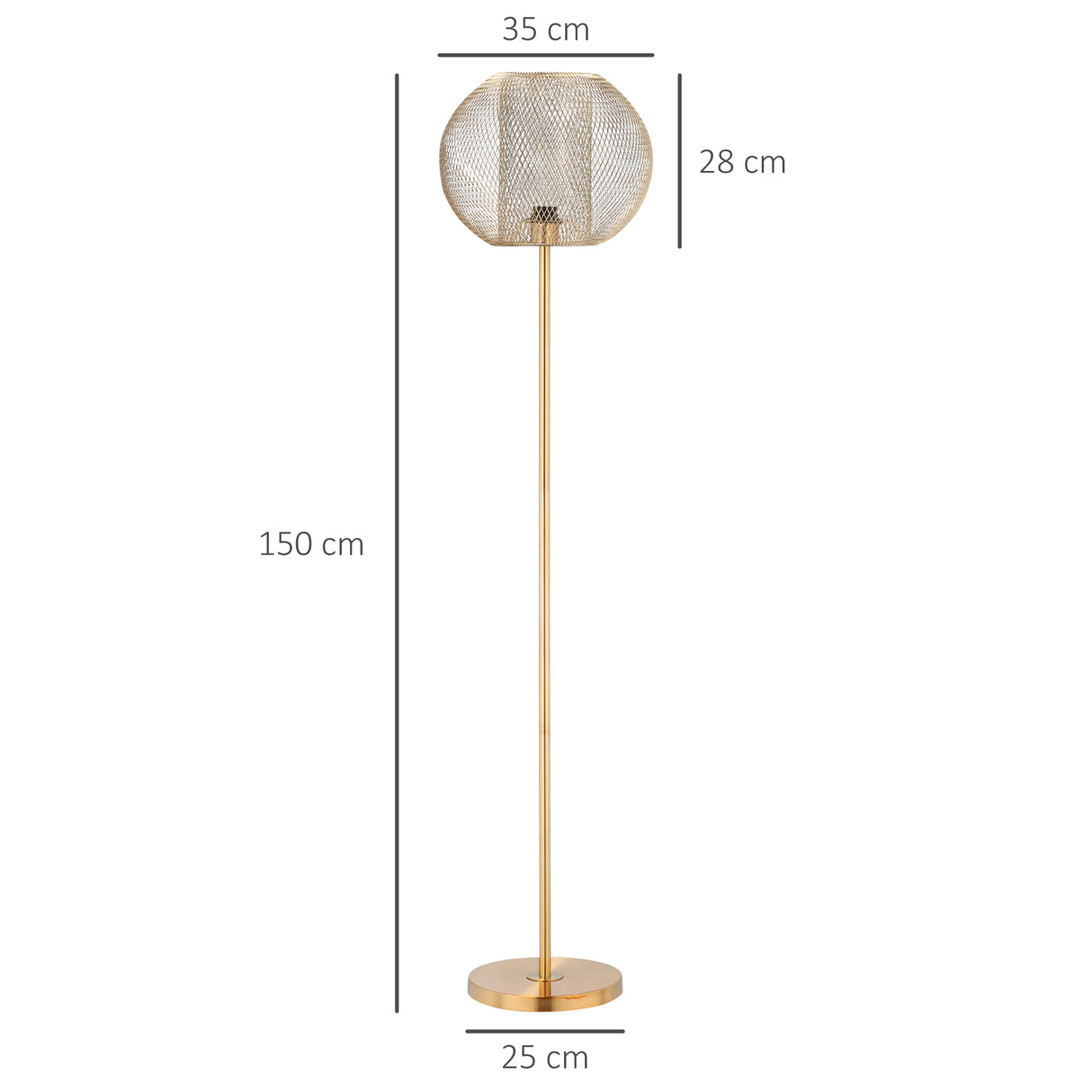 easycomfort easycomfort lampada da terra moderna in metallo con paralume dal design sferico e27 40w 35x150cm oro