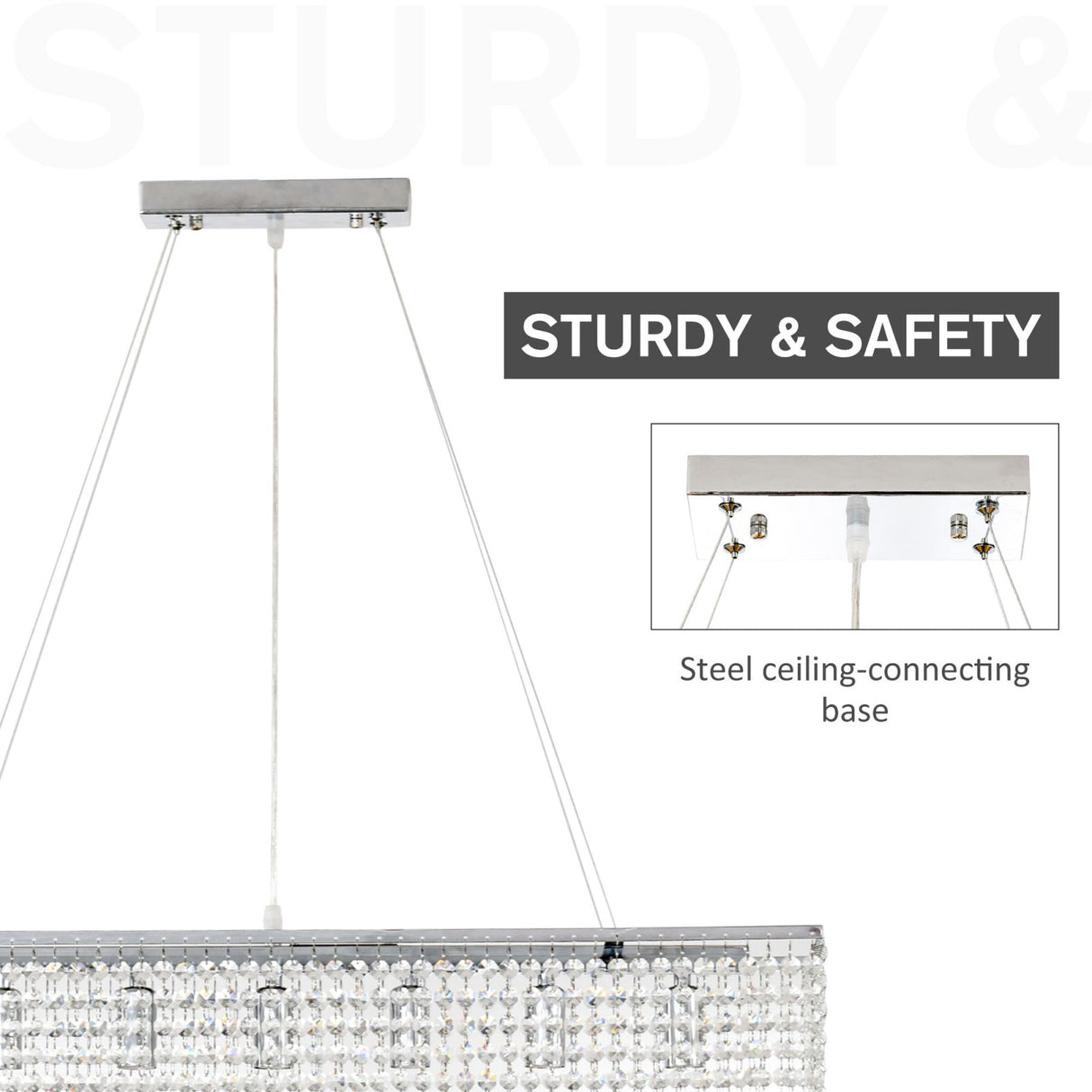 easycomfort easycomfort lampadario moderno a gocce 128 pendenti in cristallo e base in metallo 7 attacchi e14 40w 80x20x130cm argento