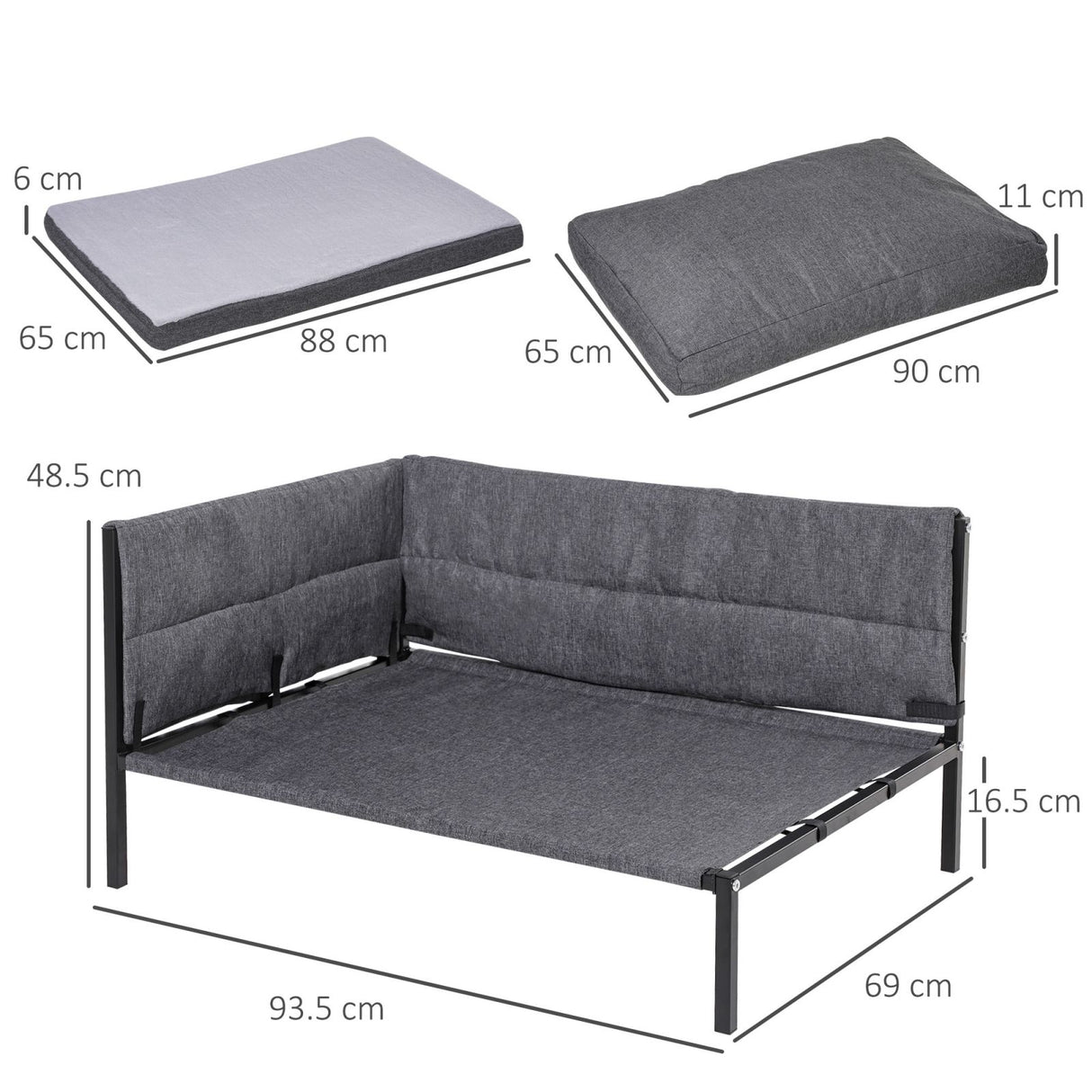 easycomfort easycomfort lettino morbido cuccia per cani grandi grigio 93 5x69x48 5cm