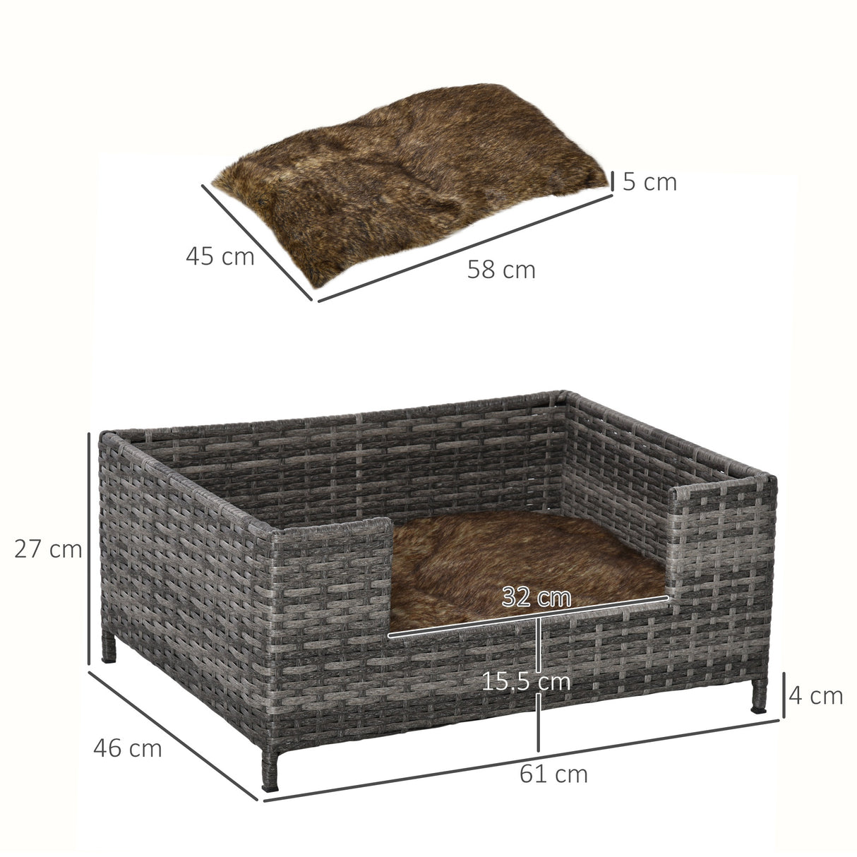 easycomfort easycomfort lettino per cani e gatti con cuscino lavabile grigio