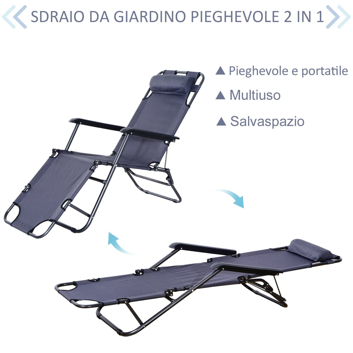 easycomfort easycomfort lettino sdraio pieghevole da giardino piscina con braccioli grigio ean 8054111847148