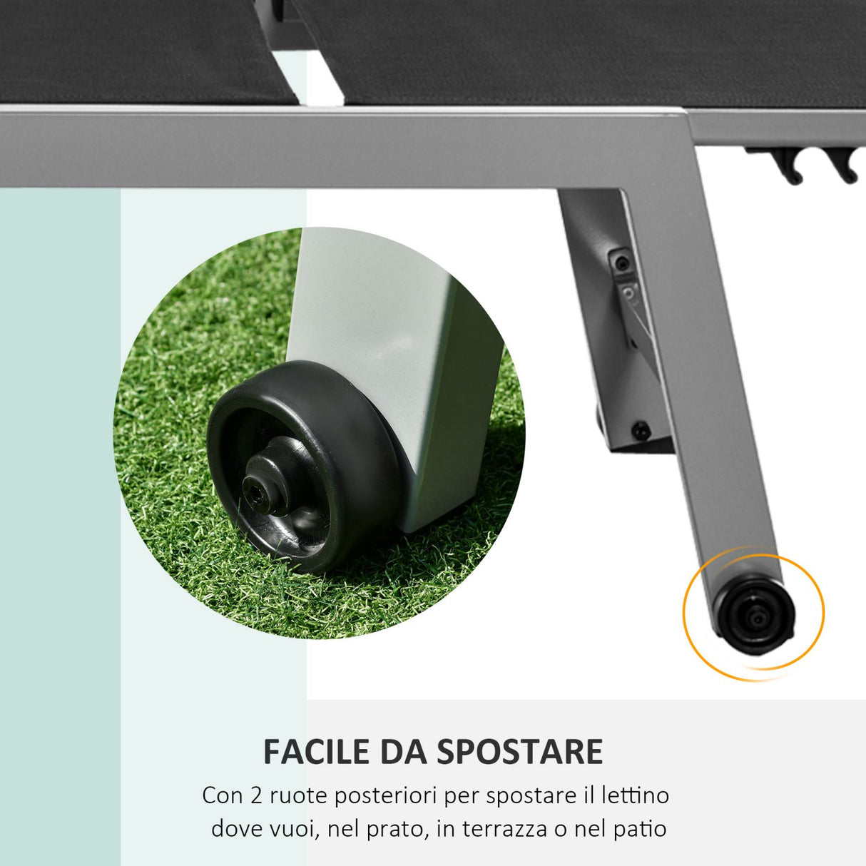 easycomfort easycomfort lettino sdraio prendisole pieghevole con materassino in textilene nero e grigio ean 8054144139807