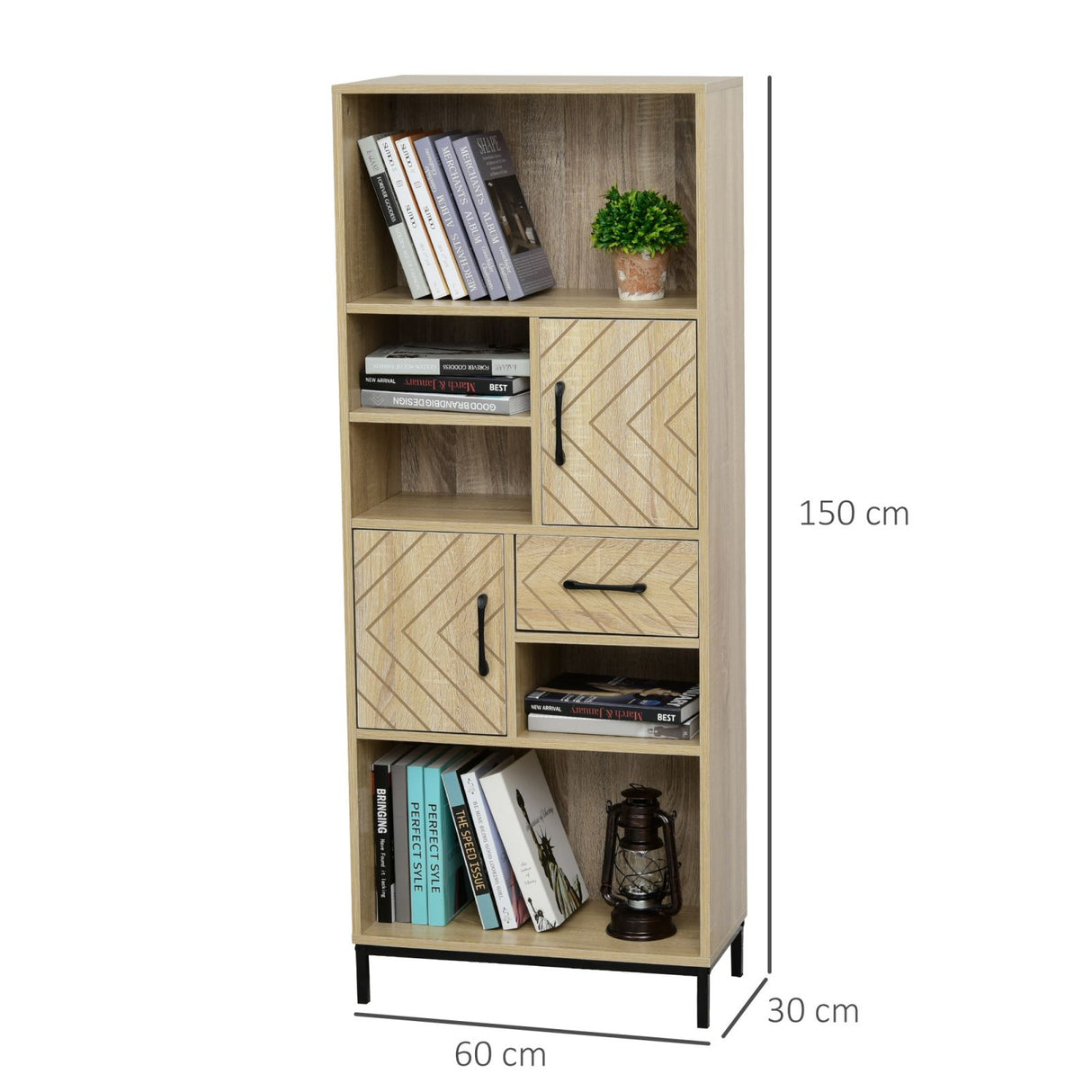 easycomfort easycomfort libreria da parete con ante e cassetti in legno 60 x 30 x 150cm ean 8054144132051