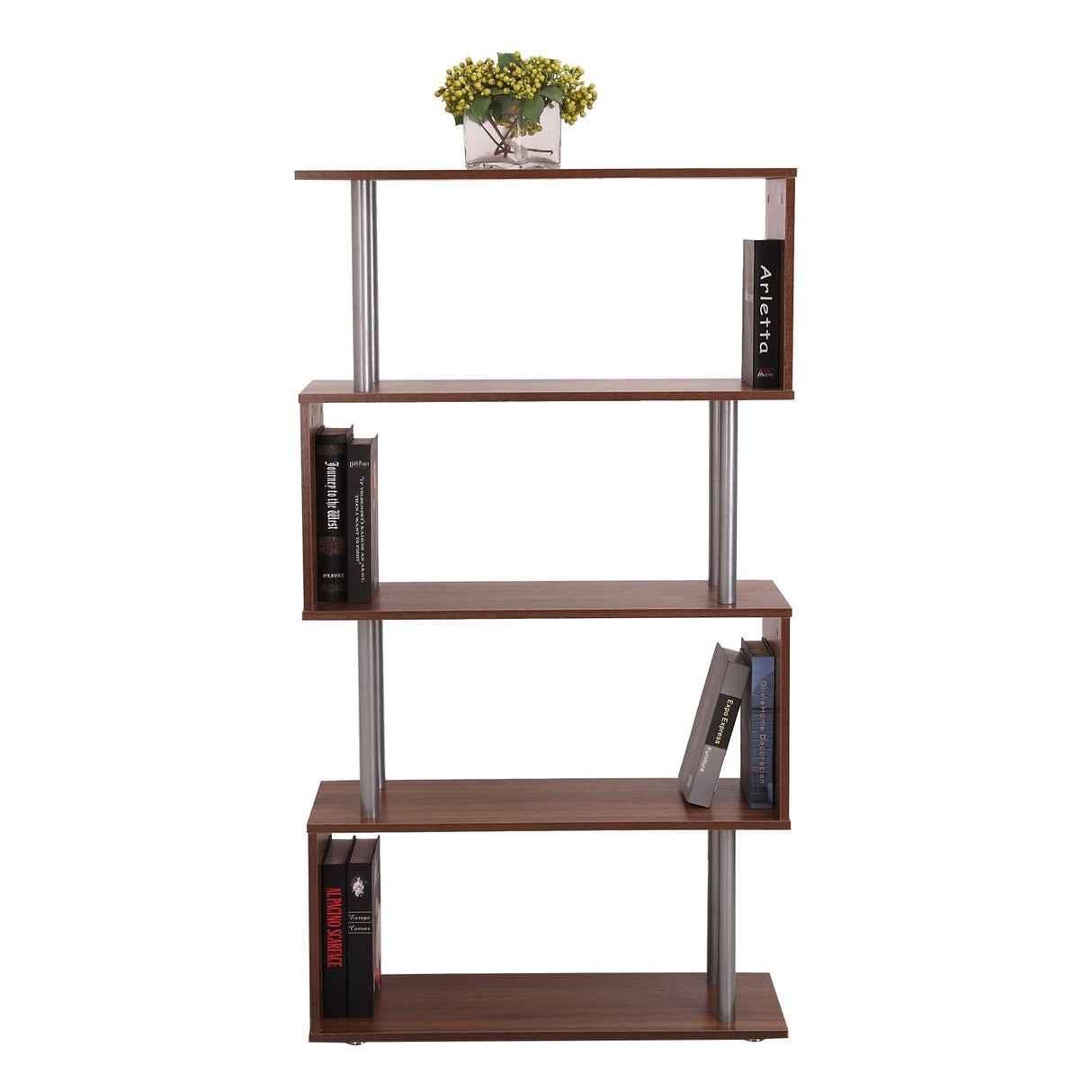 easycomfort easycomfort libreria design moderna scaffale in legno da parete in legno noce 80x30x145cm ean 8054111845823