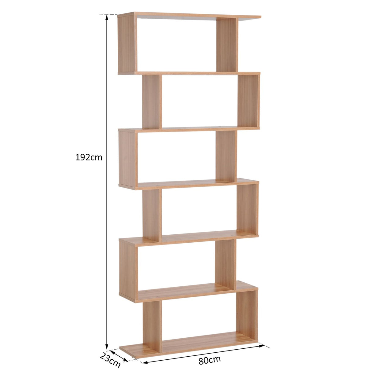 easycomfort easycomfort libreria design moderno in legno con 6 ripiani legno naturale 80x23x192cm ean 8054111844147