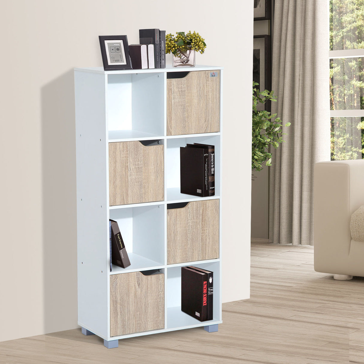 easycomfort easycomfort libreria di design a 8 scompartimenti in legno bianco 60x30x122cm ean 8054111845427
