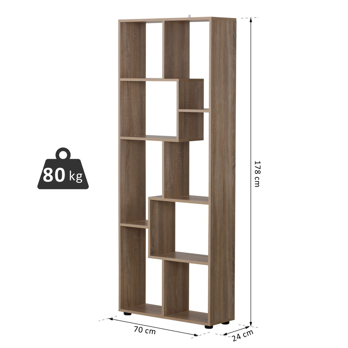 easycomfort easycomfort libreria in legno design moderno con 8 ripiani color legno naturale 70x24x178cm ean 8054144131450