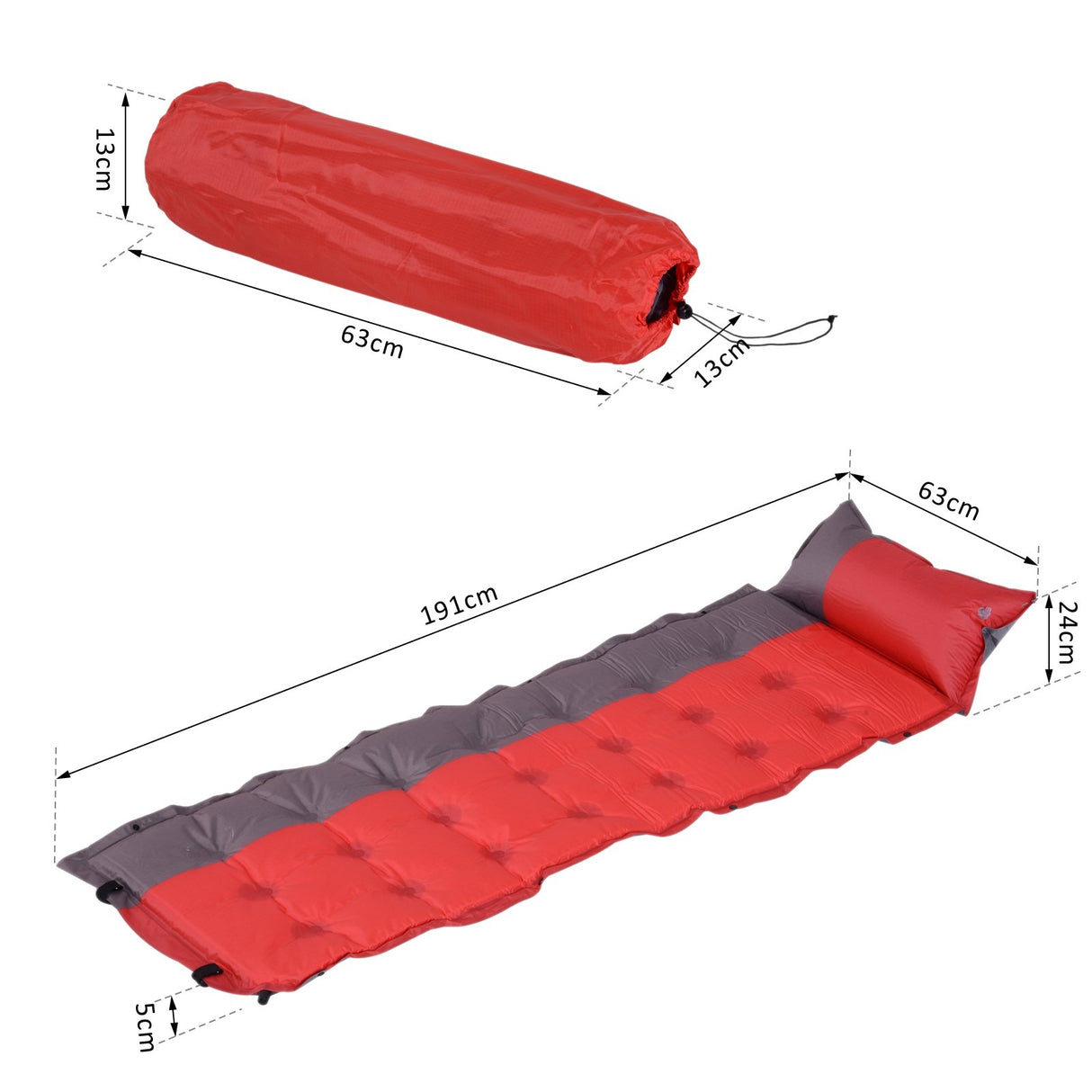 easycomfort easycomfort materassino gonfiabile da campeggio con cuscino ergonomico pvc rosso 191x63x5cm ean 8054111846103