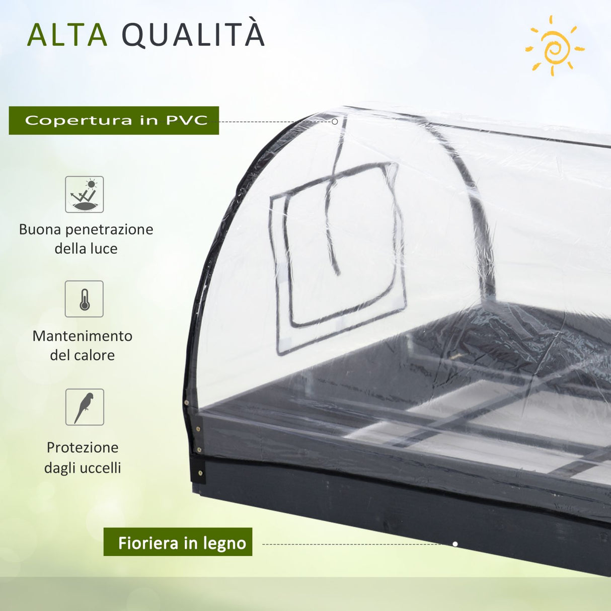 easycomfort easycomfort mini serra da giardino o balcone per piante e fiori con fioriera e copertura in pvc trasparente 120x79x53cm ean 8054144130569