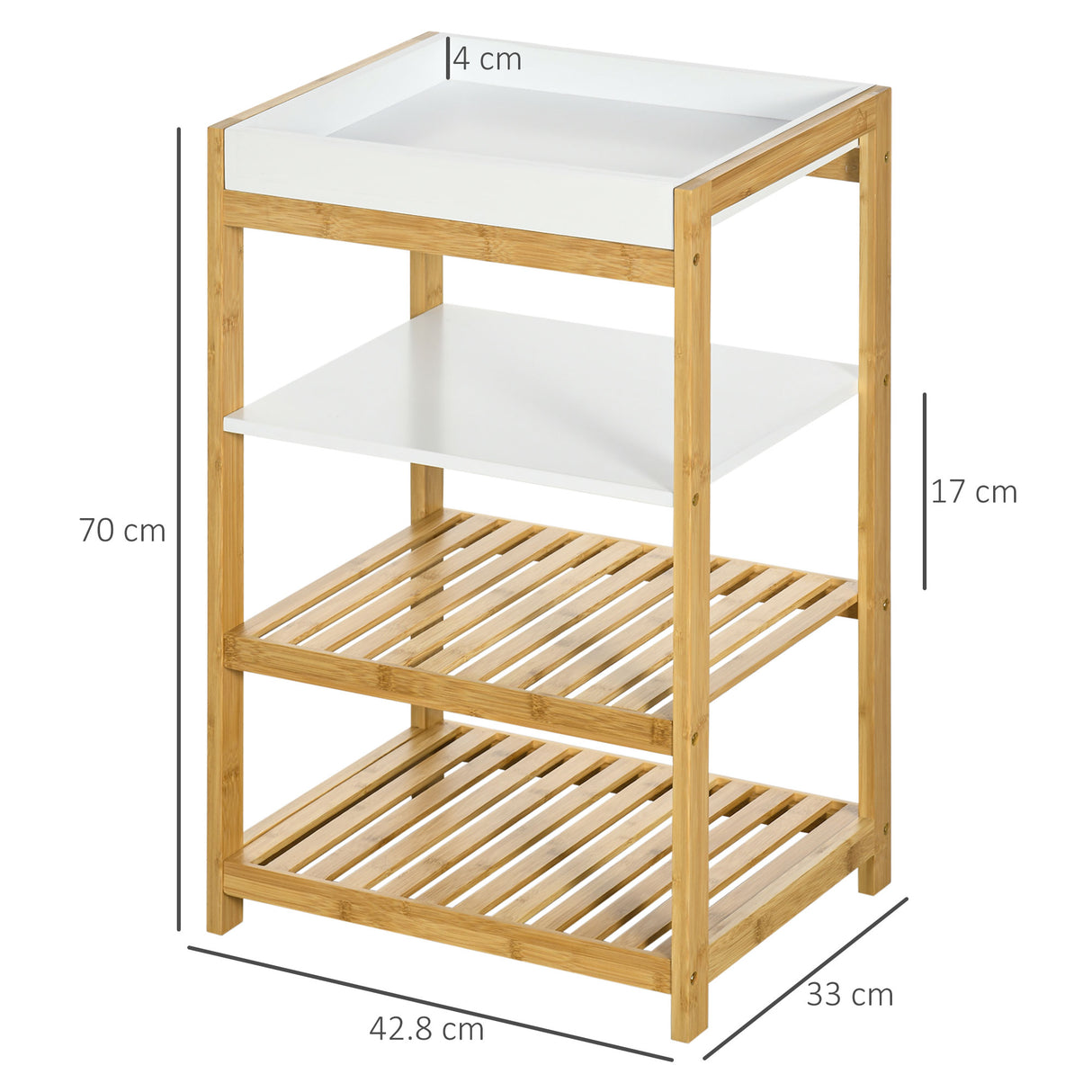 easycomfort easycomfort mobile con scaffali in bambu e mdf con vassoio removibile 42 8x33x70cm bianco e color legno