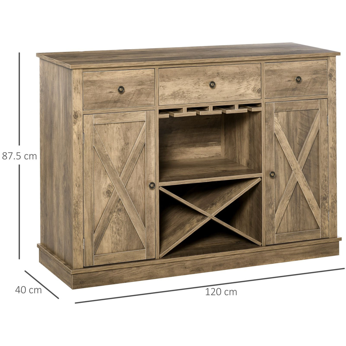 easycomfort easycomfort mobile credenza per cucina in legno con portabottiglie e appendi calici