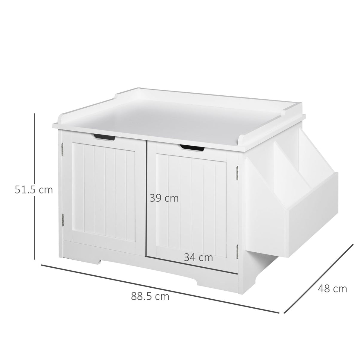 easycomfort easycomfort mobile lettiera per gatti a 2 ante con portaoggetti laterale 88 5x48x51 5cm bianco