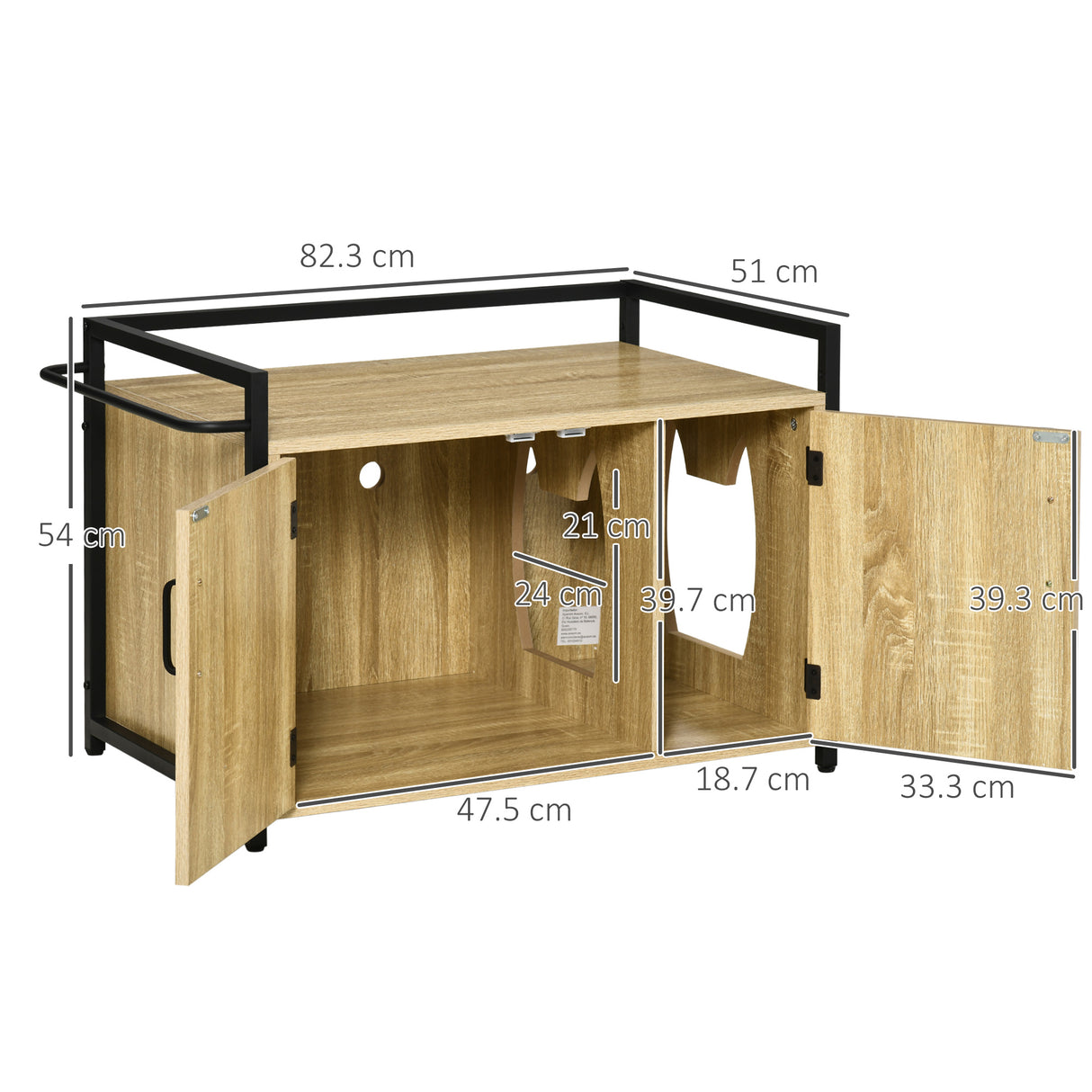 easycomfort easycomfort mobile lettiera per gatti con 2 ante e ingresso laterale 82 3x51x54cm color legno e nero