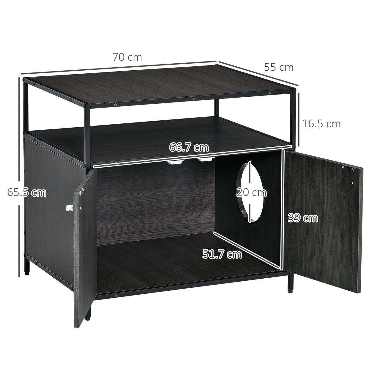 easycomfort easycomfort mobile per lettiera gatti in legno e acciaio con 2 ante magnetiche 70x55x65 5cm nero