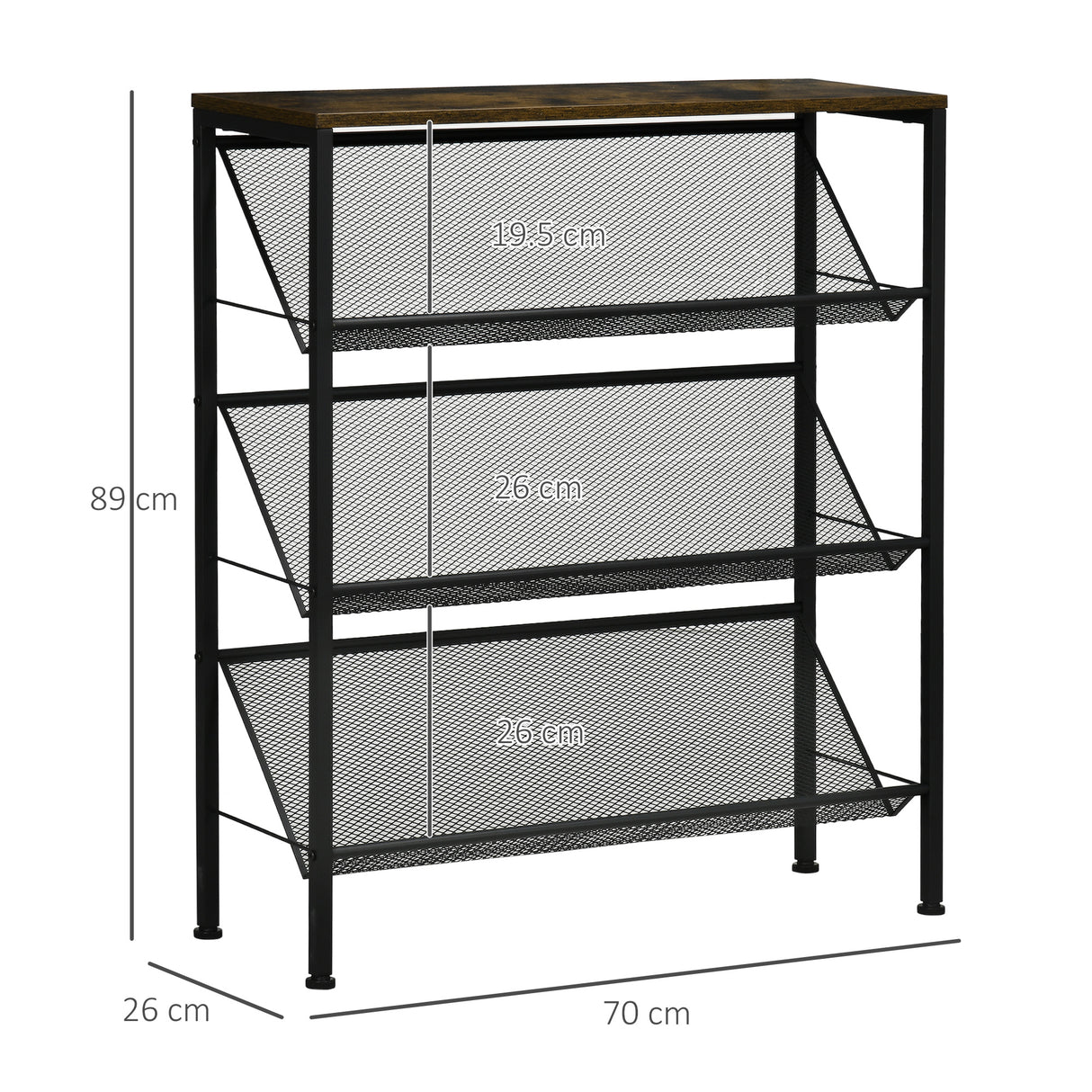 easycomfort easycomfort mobile scarpiera da ingresso con 3 ripiani e piano dappoggio in acciaio e truciolato 70x26x89 cm nero
