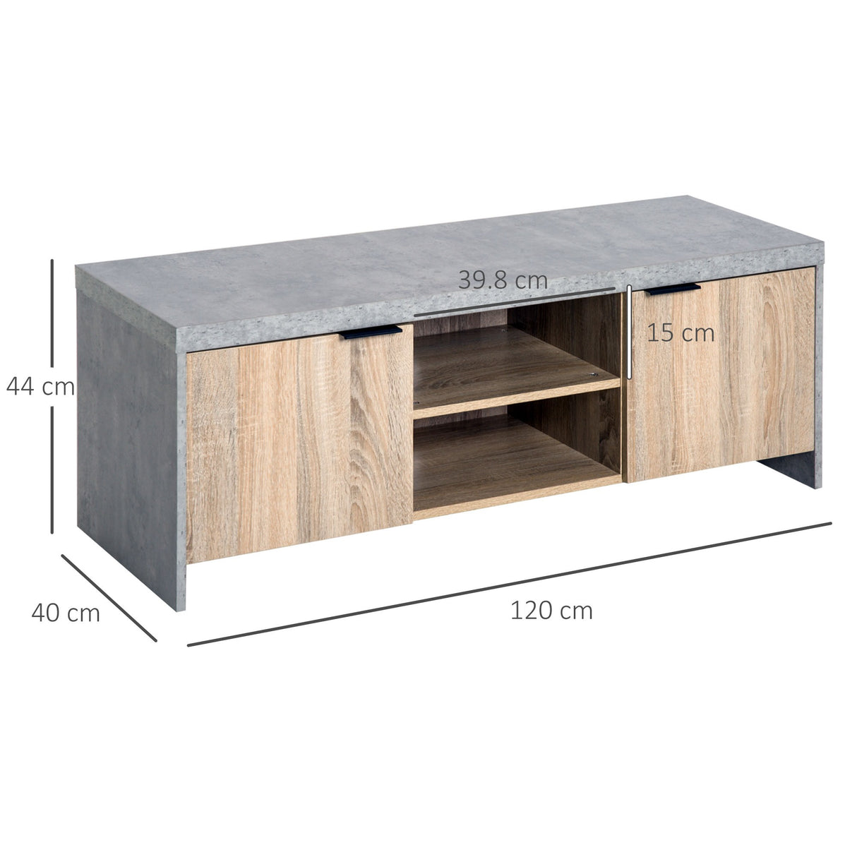 easycomfort easycomfort mobile tv in legno moderno con armadietti da salotto con passacavi120x40x44cm legnogrigio