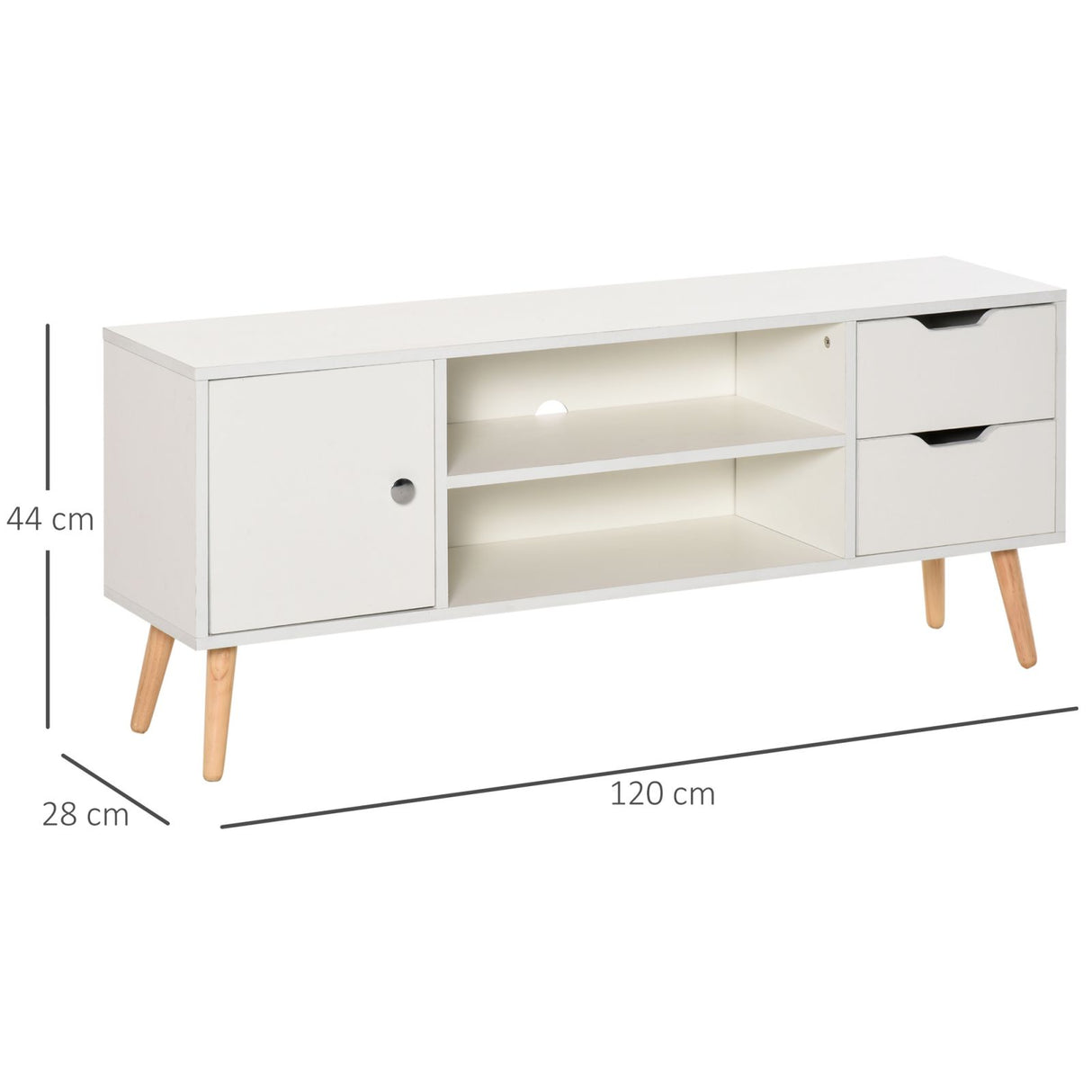 easycomfort easycomfort mobile tv moderno in legno bianco con piedini per tv max 42 120x28x44cm