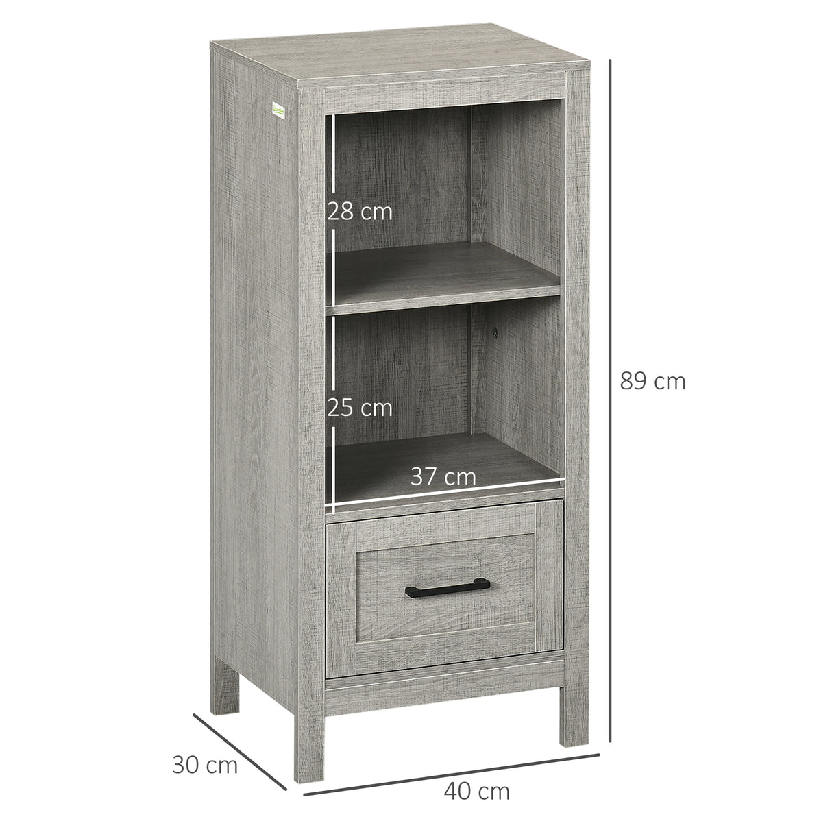 easycomfort easycomfort mobiletto bagno salvaspazio con ripiani e cassetto in legno 40x30x89cm grigio